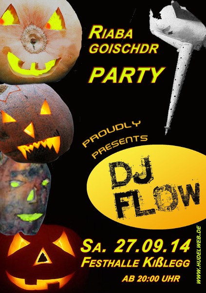 Party Flyer: Riabagoischdr-Party in Kisslegg am 27.09.2014 in Kilegg