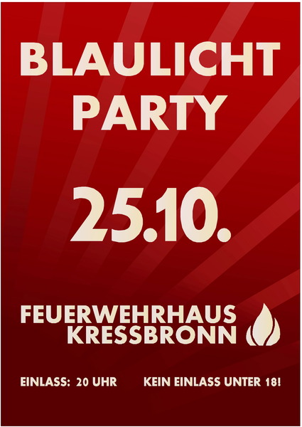 Party Flyer: Blaulichtparty 2014 am 25.10.2014 in Kressbronn