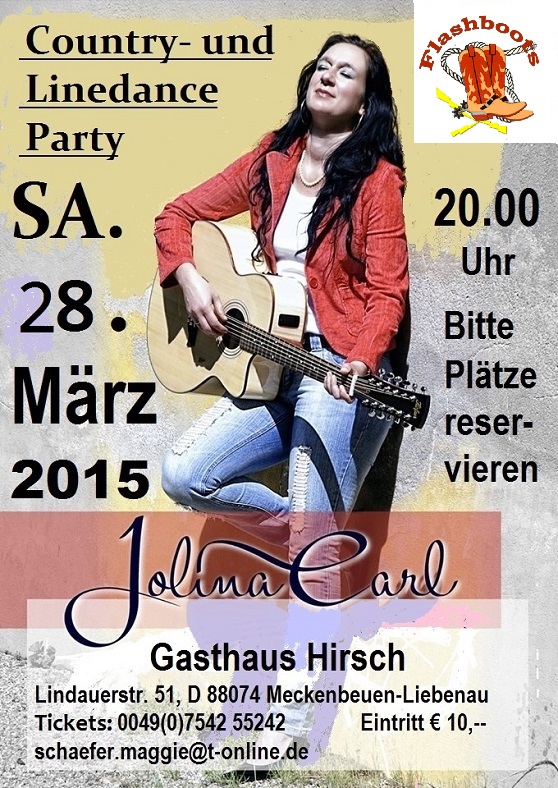 Party Flyer: Country- und Linedance Party am 28.03.2015 in Meckenbeuren