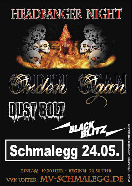 Party Flyer: HEADBANGER NIGHT RV-Schmalegg am 24.05.2015 in Ravensburg