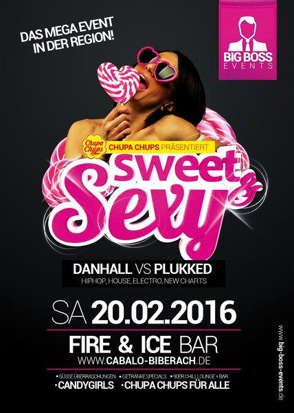 Party Flyer: SWEET & SEXY - CANDY TOUR 2016 | FIRE&ICE Biberach am 20.02.2016 in Biberach an der Ri