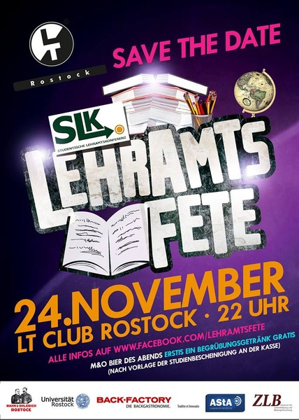 Party Flyer: 14. Lehramtsfete am 24.11.2016 in Rostock