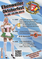 Ebenweiler Oktoberfest 18.09. bis 20.09.2015 - MVE am Samstag, 19.09.2015