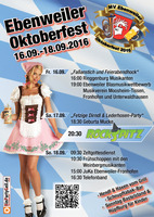 Ebenweiler Oktoberfest 16.09. bis 18.09.2016 - MVE - am Sa. 17.09.2016 in Ebenweiler (Ravensburg)
