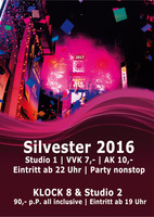 Die Silvesterparty  am Samstag, 31.12.2016