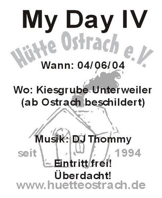 Party Flyer: MY-DAY (zwischen Ostrach und Unterweiler) am 04.06.2004 in Ostrach