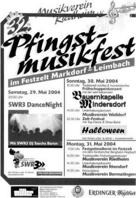 Party Flyer: SWR3 DanceNight Leimbach am 29.05.2004 in Markdorf