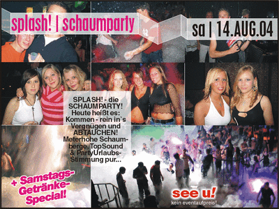 Party Flyer: Die MegaSchaumparty am 14.08.2004 in Mengen