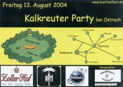 Party Flyer: Httenfest 2004 in Kalkreute am 13.08.2004 in Ostrach