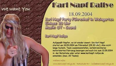 Party Flyer: KarlNapf-Party mit OT-Sound am 18.09.2004 in Weingarten