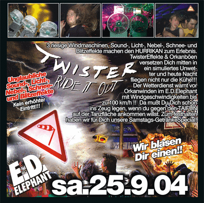 Party Flyer: Twister - Ride It Out am 25.09.2004 in Mengen