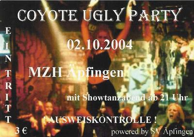 Party Flyer: COYOTE PARTY in pfingen am 02.10.2004 in Maselheim