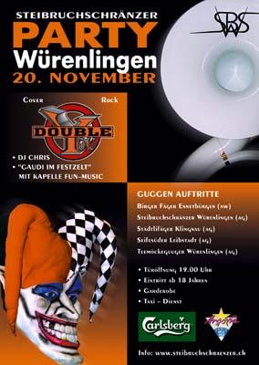 Party Flyer: Double You rockt das Mega Event der Schweiz in Wrenlingen am 20.11.2004 in Wrenlingen