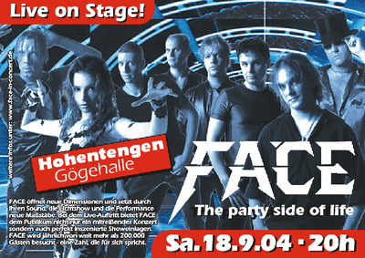 Party Flyer: FACE live on Stage am 18.09.2004 in Hohentengen