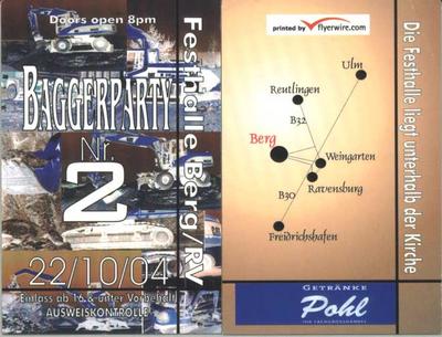 Party Flyer: BAGGERPARTY Nr. 2 am 22.10.2004 in Berg