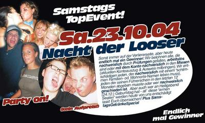 Party Flyer: NACHT DER LOOSER im E.D.ELEPHANT am 23.10.2004 in Mengen