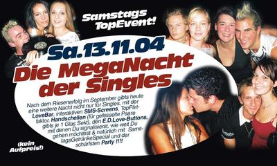 Party Flyer: DIE MEGA-NACHT DER SINGLES im E.D.ELEPHANT am 13.11.2004 in Mengen