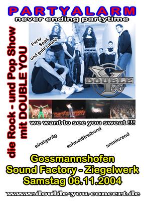 Party Flyer: Sound Factory - Double You - Gossmannshofen am 06.11.2004 in Memmingen