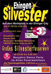 Party Flyer: Ehingen feiert Silvester mit Donau 3 FM am 31.12.2004 in Ehingen a.d. Donau