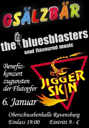 Party Flyer: Benefiz-Konzert zugunsten der Flut-Opfer in Asien am 06.01.2005 in Ravensburg