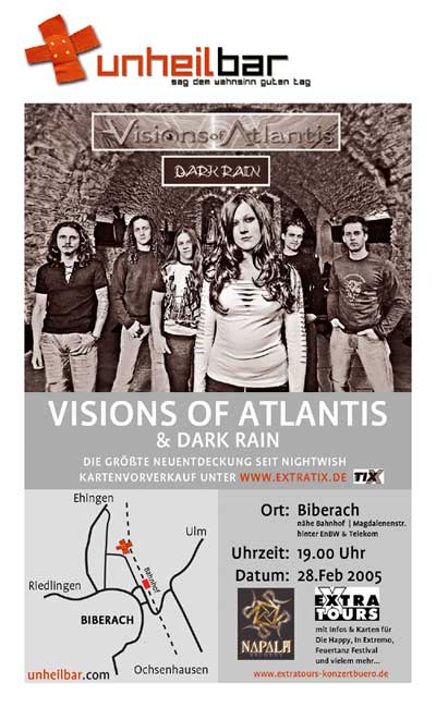 Party Flyer: UNHEILBAR - Konzert mit VISIONS OF ATLANTIS am 28.02.2005 in Biberach an der Ri
