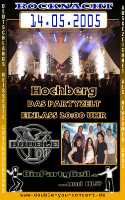Party Flyer: DOUBLE YOU - LIVE -  HOCHBERG - MEGA PARTYNACHT am 14.05.2005 in Bad Saulgau