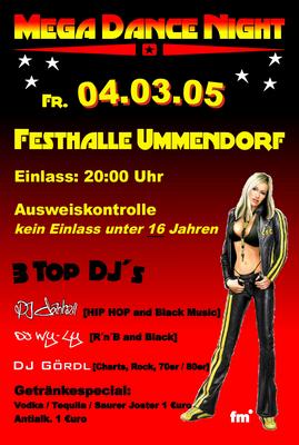 Party Flyer: Mega Dance Night @ Ummendorf (Festhalle) am 04.03.2005 in Ummendorf