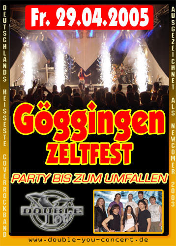 Party Flyer: DOUBLE YOU - LIVE - GÖGGINGEN - BIERFEST am 29.04.2005 in Krauchenwies
