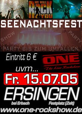 Party Flyer: ONE - Seenachtsfest - Ersingen am 15.07.2005 in Erbach
