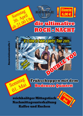 Party Flyer: DOUBLE YOU - LIVE - ROCK IN DEN MAI - WINTERSTETTENDORF am 30.04.2005 in Ingoldingen