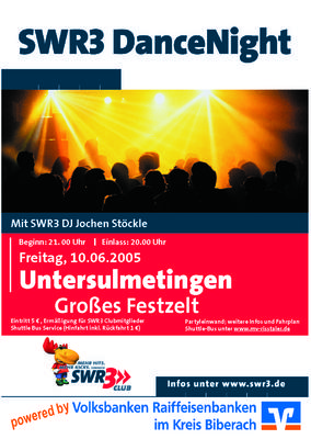 Party Flyer: SWR3 DanceNight am 10.06.2005 in Laupheim
