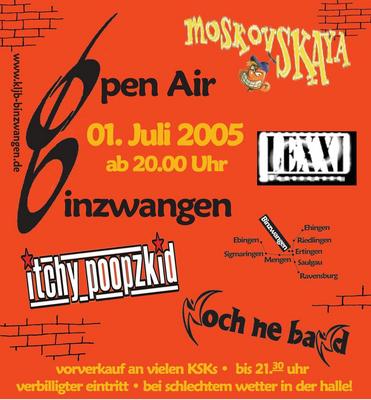 Party Flyer: Open Air Binzwangen am 01.07.2005 in Ertingen