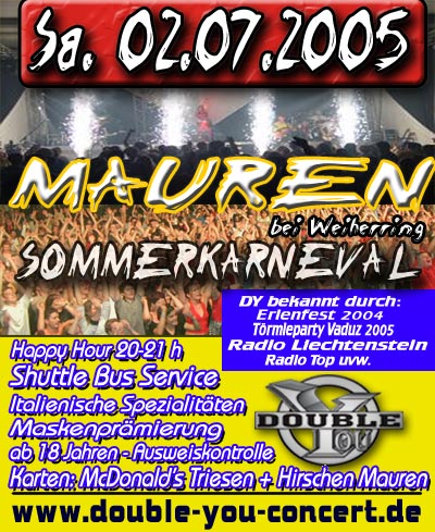 Party Flyer: Double You - SOMMERKARNEVAL - FL - MAUREN am 02.07.2005 in Sevelen