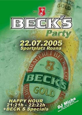 Party Flyer: Beck`s Party am 22.07.2005 in Mengen