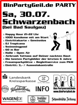 Party Flyer: <b>+++ BINPARTYGEIL PARTY +++</b> am 30.07.2005 in Boms