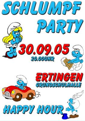 Party Flyer: Schlumpfparty -Heute sind wir alle blau- am 30.09.2005 in Ertingen