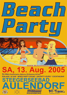 Party Flyer: Beachparty Aulendorf am 13.08.2005 in Aulendorf