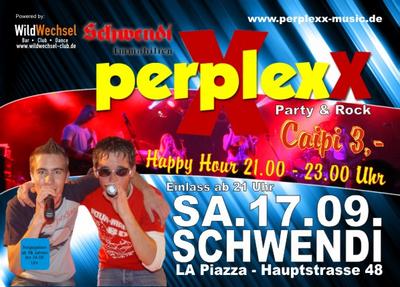 Party Flyer: Perplexx Party Rock Band am 17.09.2005 in Schwendi