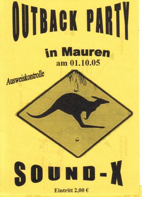 Party Flyer: Outback Party am 01.10.2005 in Ebenweiler