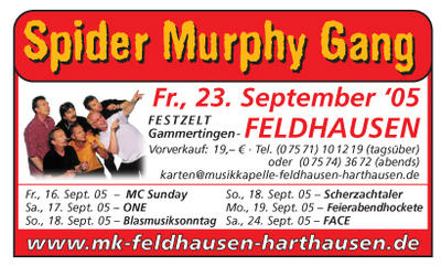 Party Flyer: SPIDER MURPHY GANG am 23.09.2005 in Gammertingen