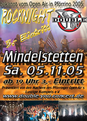 Party Flyer: Double You - Live - Mindelstetten am 05.11.2005 in Mindelstetten