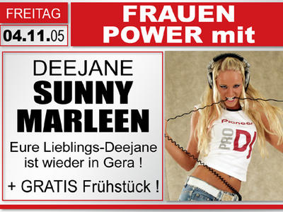 Party Flyer: Frauen-Power DEEJANE Sunny-Marleen am 04.11.2005 in Gera