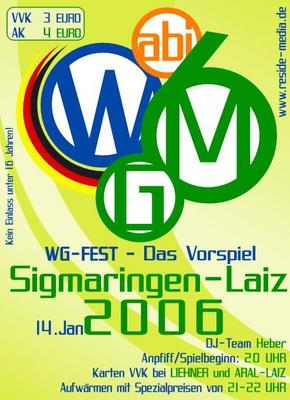 Party Flyer: WgM Party / WG Fest Sigmaringen am 14.01.2006 in Sigmaringen