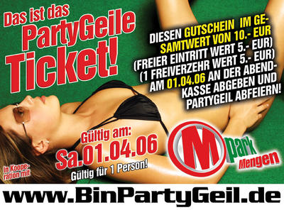 Party Flyer: M-PARK - DIE NACHT + BPG-Special! am 01.04.2006 in Mengen
