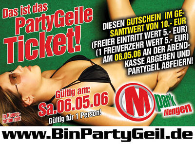 Party Flyer: M-PARK - DIE NACHT + BPG-Special! am 06.05.2006 in Mengen