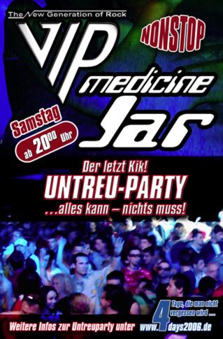 Party Flyer: www.4days2006.de - Untreuparty mit V.I.P. und Medicine Jar am 27.05.2006 in Heimenkirch