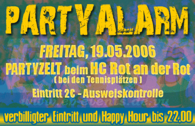 Party Flyer: PARTYALARM am 19.05.2006 in Rot/Rot