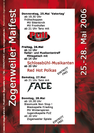 Party Flyer: Zogenweiler Maifest 2006 - PULL am 25.05.2006 in Horgenzell