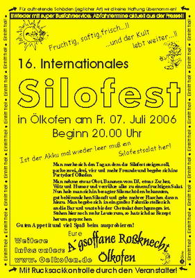 Party Flyer: 16. Internationales Silofest am 07.07.2006 in Hohentengen