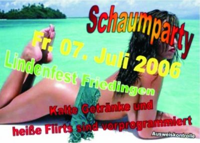 Party Flyer: Schaumparty Friedingen am 07.07.2006 in Langenenslingen